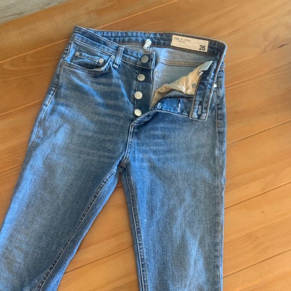 🌺 SOLD rag & bone Nina Highrise Skinny Farrow Button Fly - Picture 5 of 12